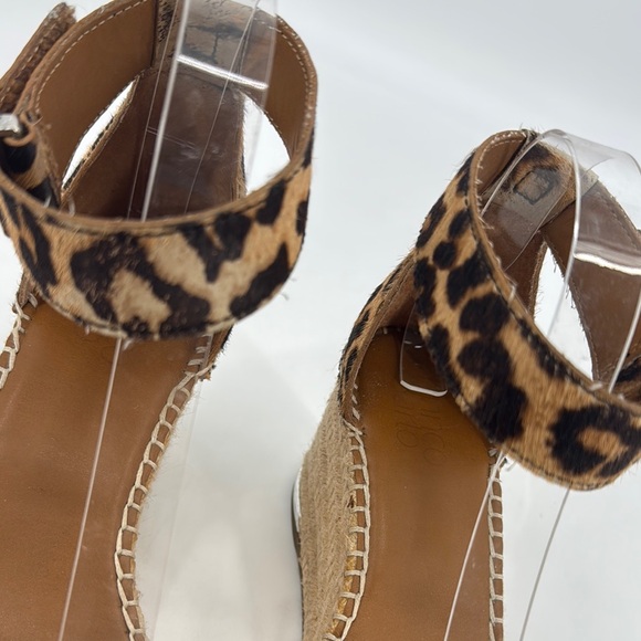 Franco Sarto Camera Calf Hair Leopard Print Espadrilles Wedge Sandals - Picture 4 of 16